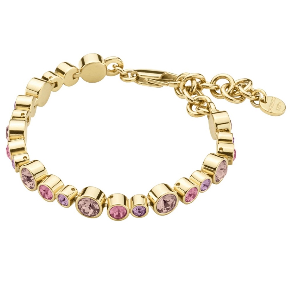 Multi Colored Tennis Bracelet, Multi-Pastel Crystal Gold Plated, Multi Color